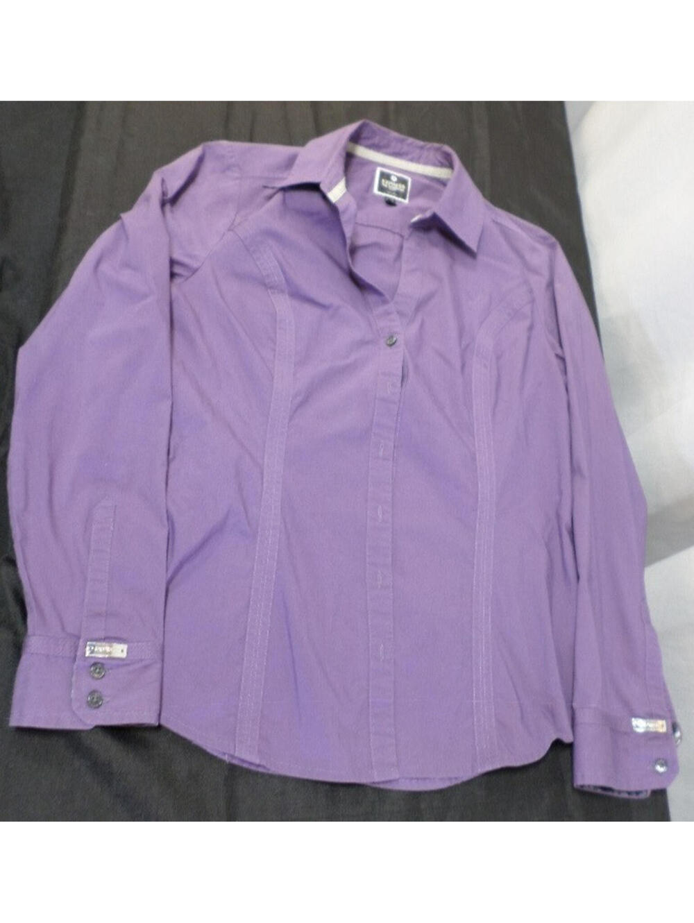 EUC EXPRESS THE ESSENTIAL SHIRT ORIGINAL LONG SLEEVE BUTTON PURPLE SHIRT MEDIUM